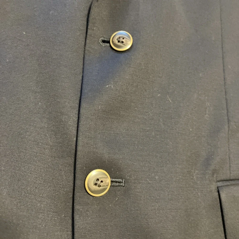 Joseph & Feiss 43R Navy Sport Coat Blazer Jacket Gold‎ Button Wool